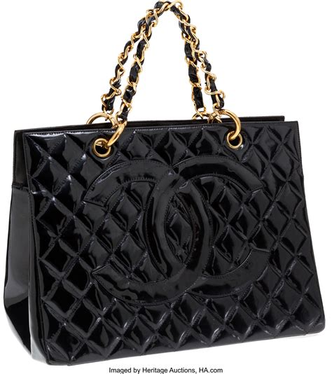 chanel black patent leather tote bag|Chanel Black Patent Leather CC Chain Tote Bag.